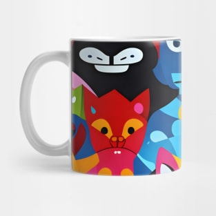 Cute playful abstract deformed geometric cats Mug